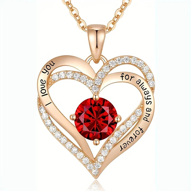 Luxury Red Zirconia Pendant Necklace