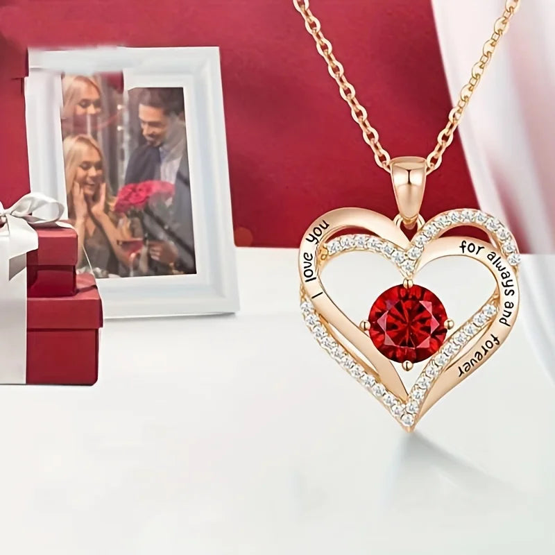 Luxury Red Zirconia Pendant Necklace