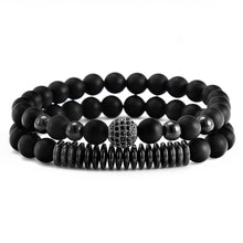 Load image into Gallery viewer, Matte Agate and Hematite Beaded Bracelet Set