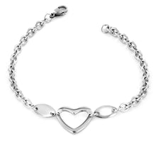Load image into Gallery viewer, Polished Stainless Steel Heart Cut-Out Charm Bracelet