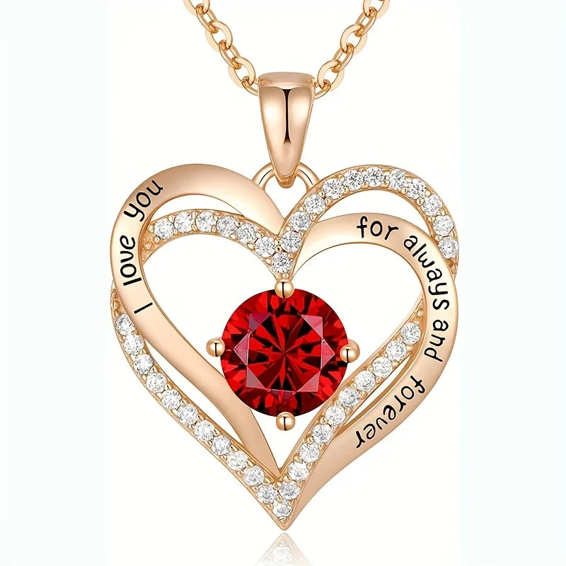 Luxury Red Zircon Pendant Necklace