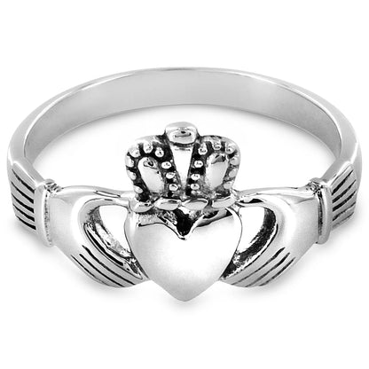 ELYA Women's Polished Irish Claddagh Stainless Steel Ring