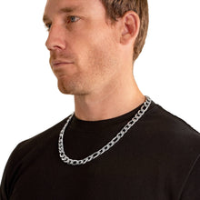 Load image into Gallery viewer, Polished Stainless Steel Beveled Figaro Chain Necklace