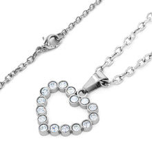 Load image into Gallery viewer, Cubic Zirconia Open Heart Stainless Steel Necklace