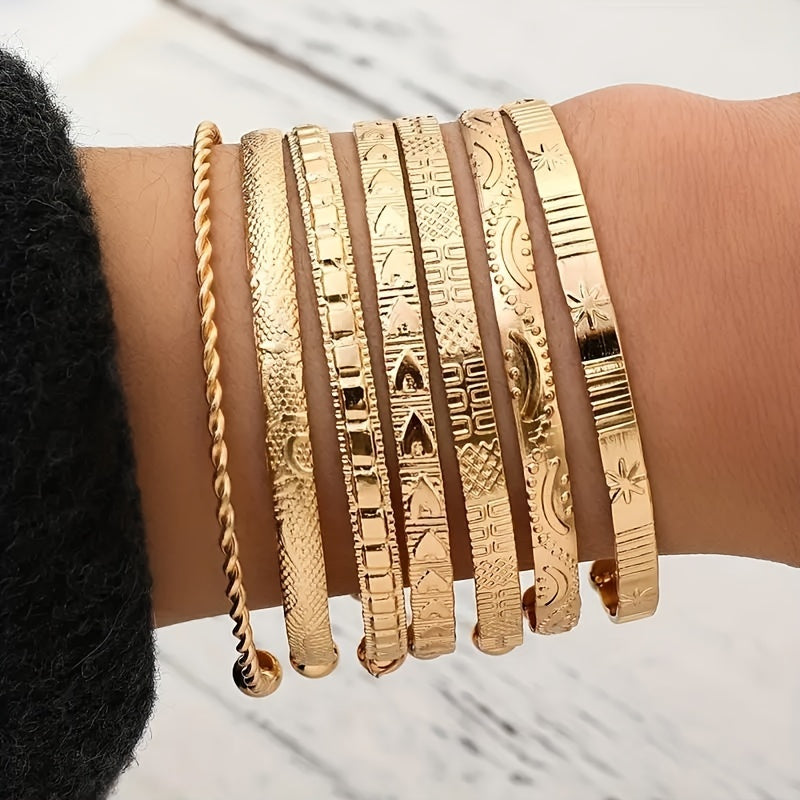 7 piece set of retro ethnic style stacking bracelets