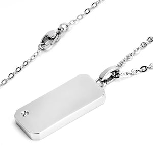 Cubic Zirconia Mini Stainless Steel Dog Tag