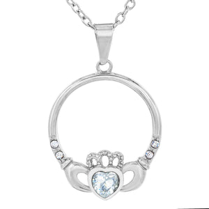 Elya Crystal Heart Claddagh Pendant Necklace