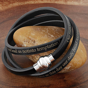 Lord's Prayer Wrap Leather Bracelet