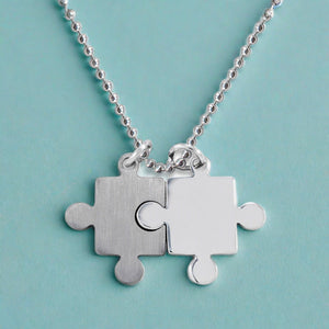 Autism Awareness Jigsaw Puzzle Pieces Steel Necklace