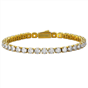 Crucible 18K Gold Plated Simulated Diamond Tennis Bracelet: 7.5 Inch