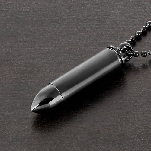 Bullet Capsule Stainless Steel Pendant: Black