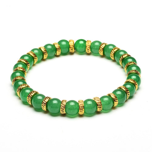 Dyed Jade Stone Bead Stretch Bracelet (8mm): Green