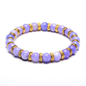Dyed Jade Stone Bead Stretch Bracelet (8mm): Light Purple