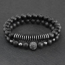 Load image into Gallery viewer, Matte Agate and Hematite Beaded Bracelet Set