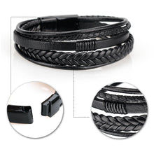 Load image into Gallery viewer, Trendy  Leather Bracelets Men Stainless Steel Multilayer Braided Rope Bracelets