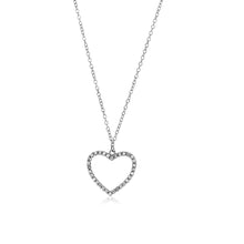 Load image into Gallery viewer, Sterling Silver Heart Necklace with Cubic Zirconias